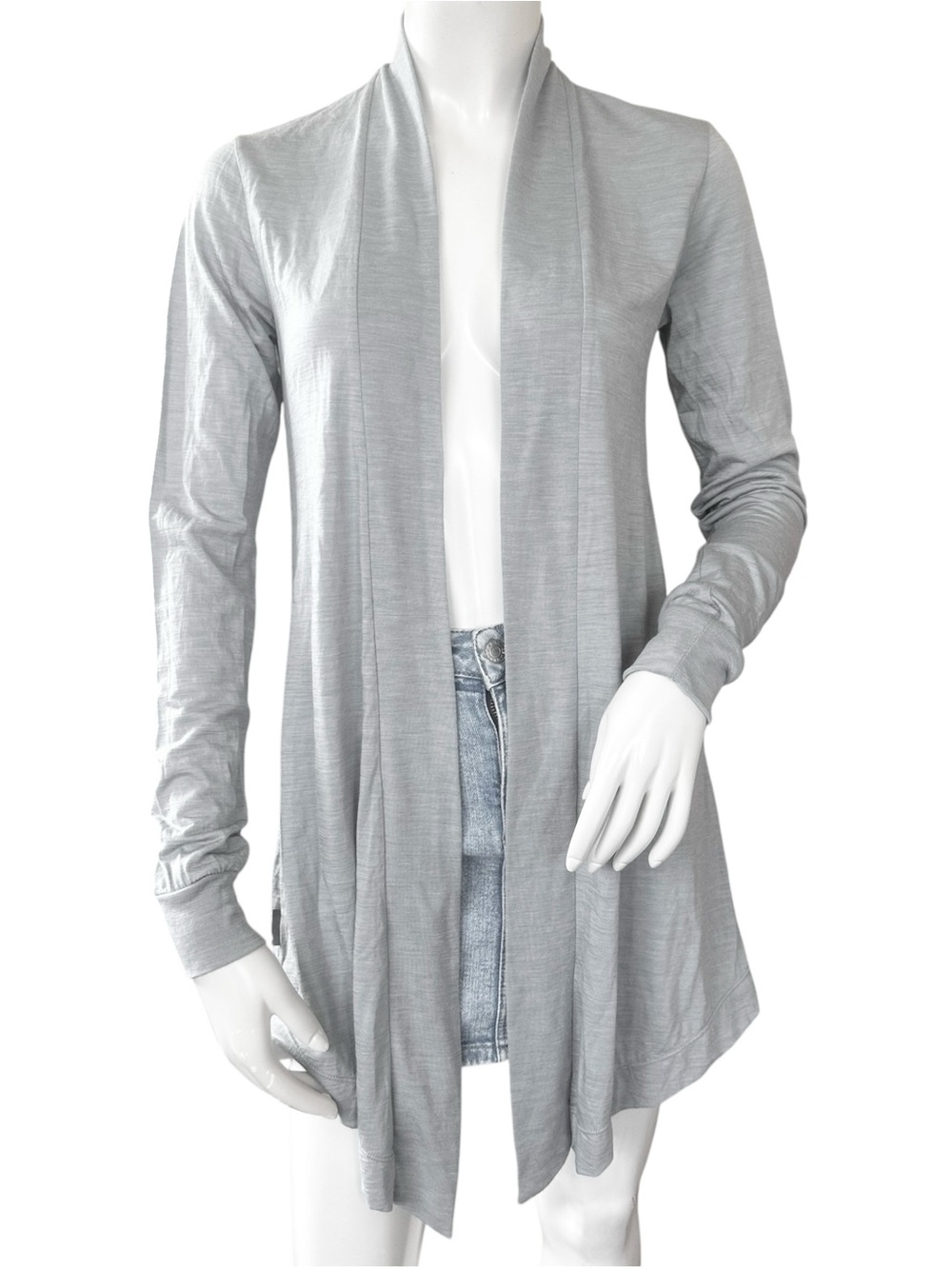 Icebreaker Merino Cool-Lite Heathered Gray Merino Wool Blend Thin Cardigan Small